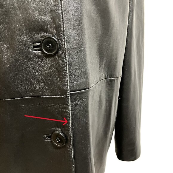 Vintage Black Leather Car Coat with Zip-in Faux Fur Lining 3/4 Length 90s - Picture 3 of 12